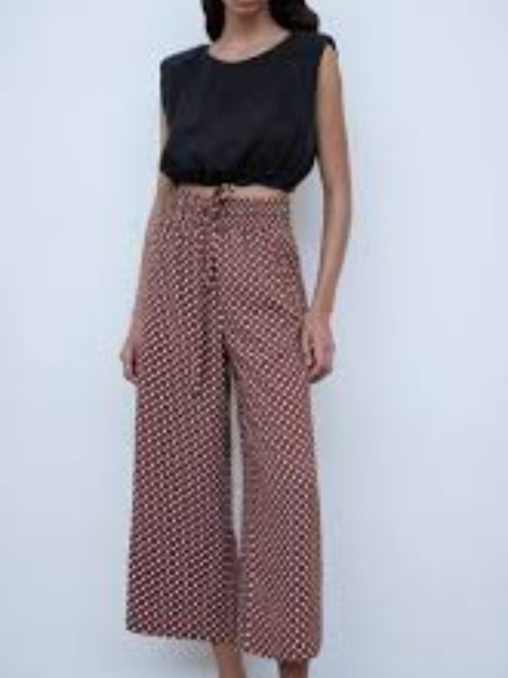 Zara Geometric Print Wide-Leg Pants